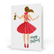 Brunette Holiday Girl with Champagne Folded Holiday Cards Image 1 of 5