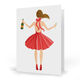 Brunette Holiday Girl with Champagne Folded Holiday Cards Image 4 of 5