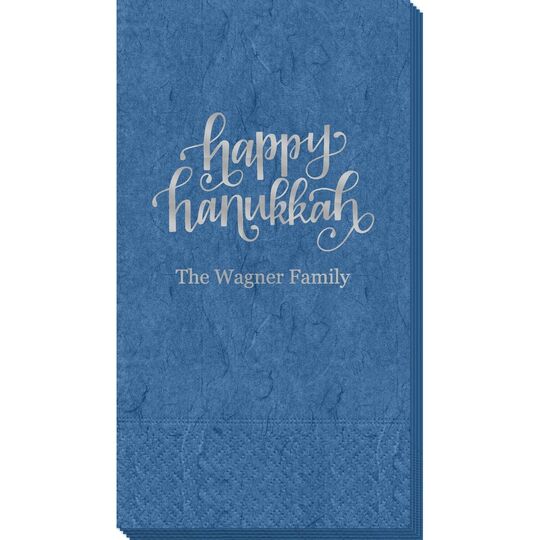 Hand Lettered Happy Hanukkah Bali Guest Towels