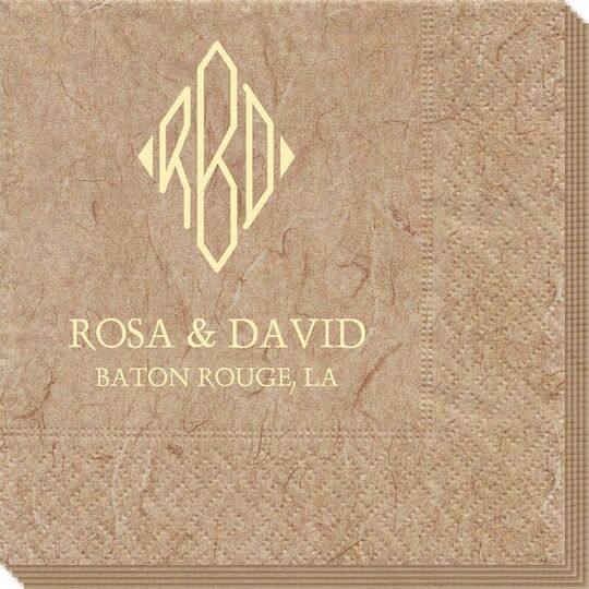 Shaped Diamond Monogram with Text Bali Napkins