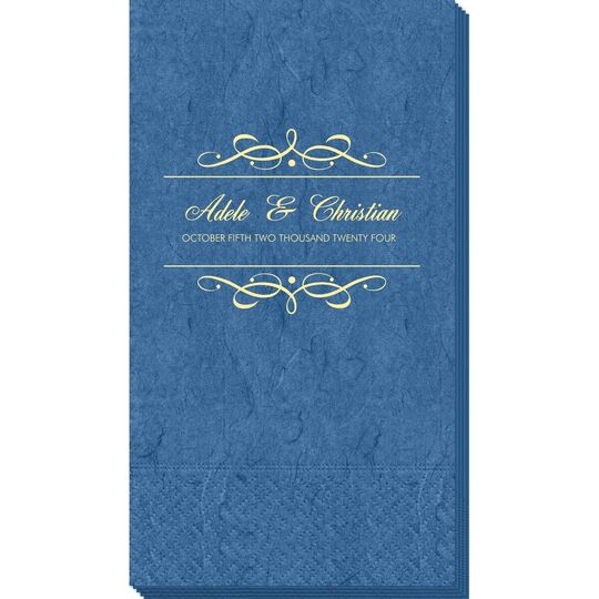 Royal Flourish Framed Names and Text Bali Guest Towels