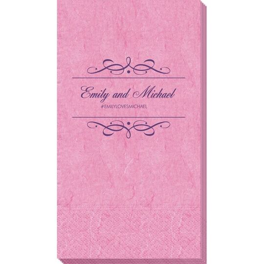 Royal Flourish Framed Names and Text Bali Guest Towels