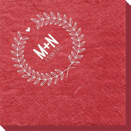Laurel Wreath with Heart and Initials Bali Napkins