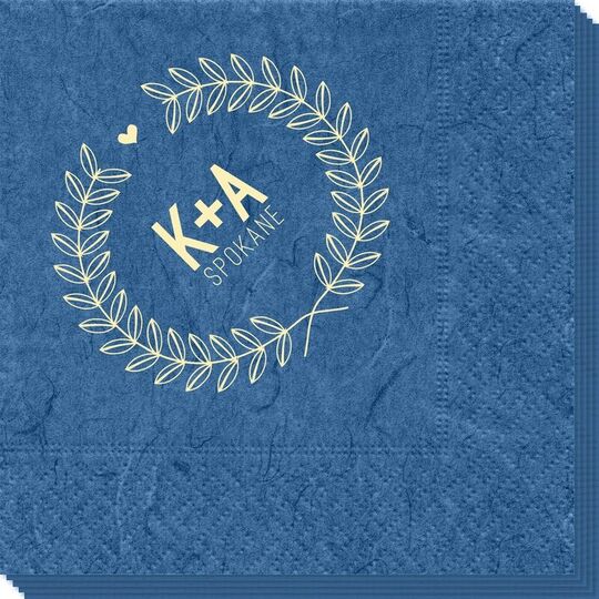 Laurel Wreath with Heart and Initials Bali Napkins