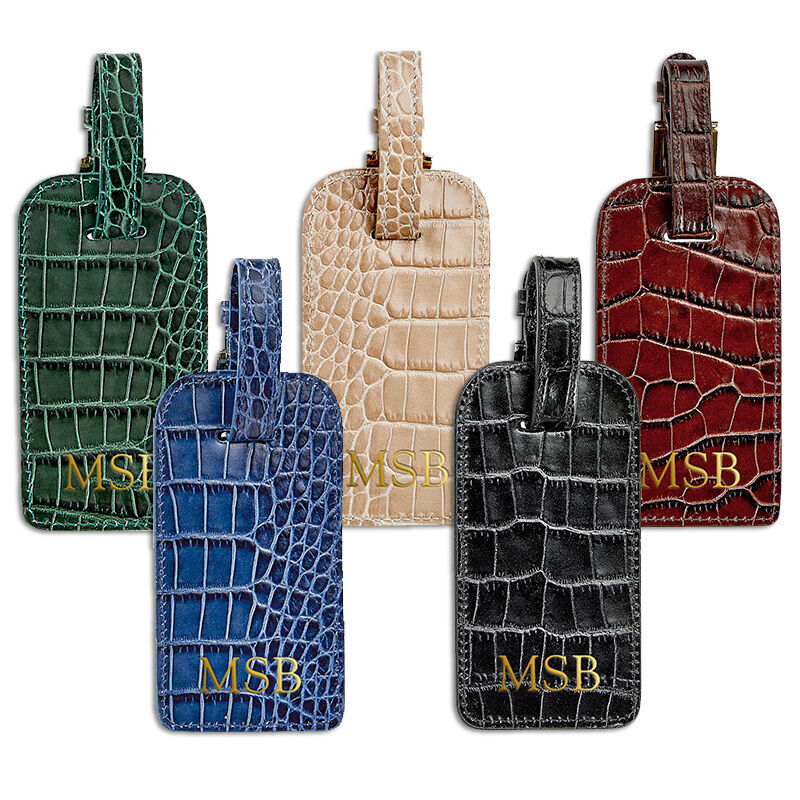 Personalized Crocodile Embossed Leather Luggage Tags