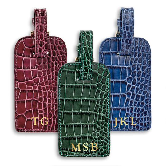 Personalized Crocodile Embossed Leather Luggage Tags
