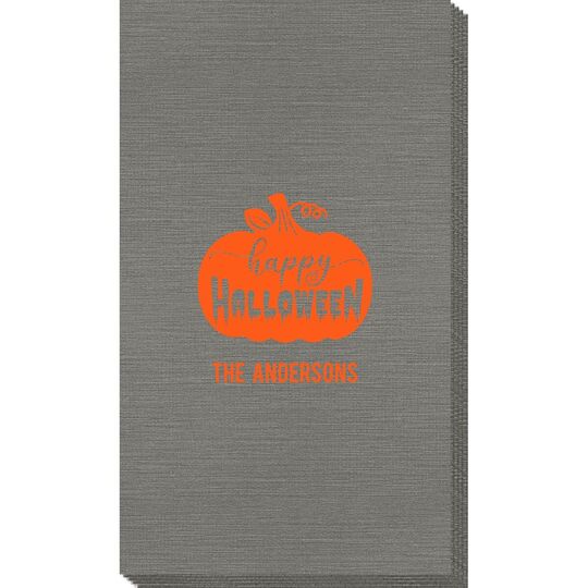Happy Halloween Pumpkin Bamboo Luxe Guest Towels