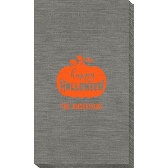 Happy Halloween Pumpkin Bamboo Luxe Guest Towels