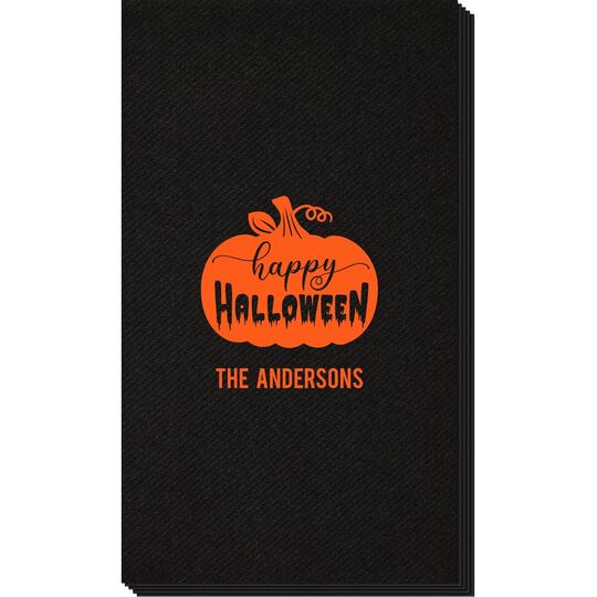 Happy Halloween Pumpkin Linen Like Guest Towels