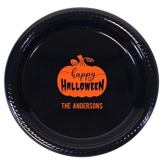 Happy Halloween Pumpkin Plastic Plates