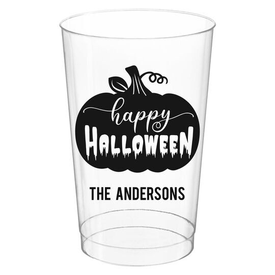 Happy Halloween Pumpkin Clear Plastic Cups