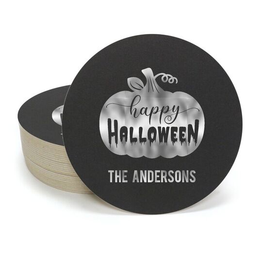 Happy Halloween Pumpkin Round Coasters