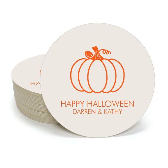 Pumpkin Silhouette Round Coasters