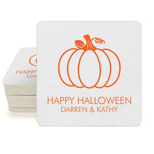 Pumpkin Silhouette Square Coasters