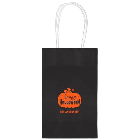 Happy Halloween Pumpkin Medium Twisted Handled Bags