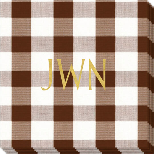 Chocolate Gingham Caspari Napkins