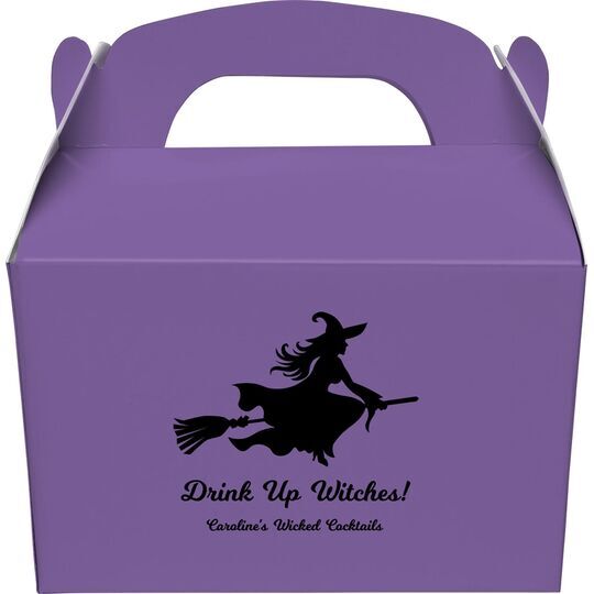 Witch On a Broom Silhouette Gable Favor Boxes