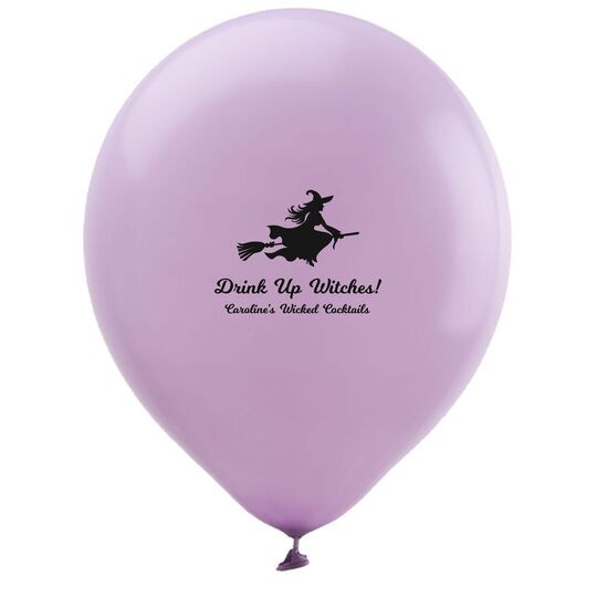 Witch On a Broom Silhouette Latex Balloons