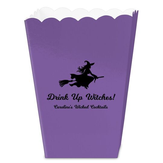 Witch On a Broom Silhouette Mini Popcorn Boxes
