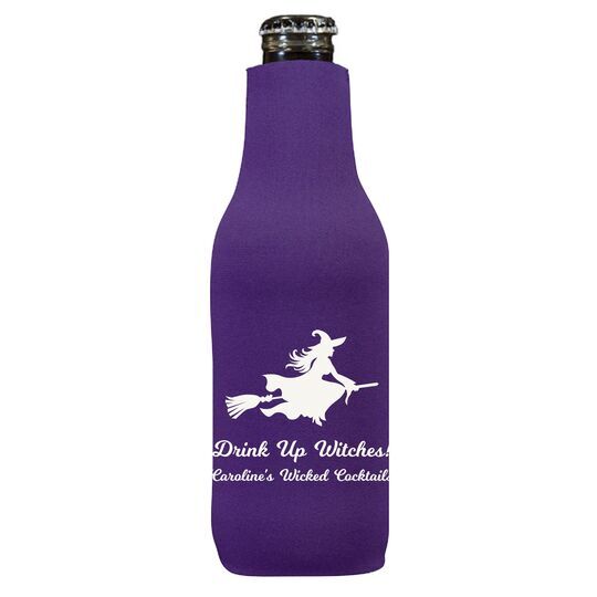 Witch On a Broom Silhouette Bottle Huggers