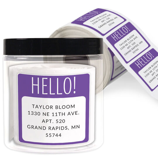 Cheerful Greetings Square Address Labels in a Jar