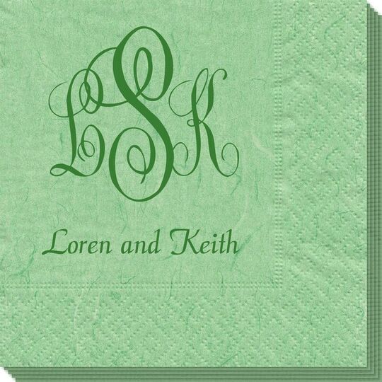 Script Monogram with Small Initials plus Text Bali Napkins