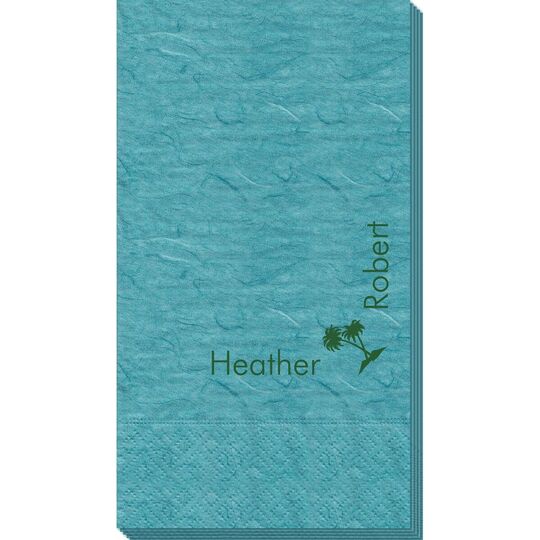 Corner Text with Palm Trees Bali Guest Towels