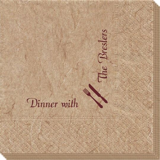 Corner Text with Fork and Knife Design Bali Napkins