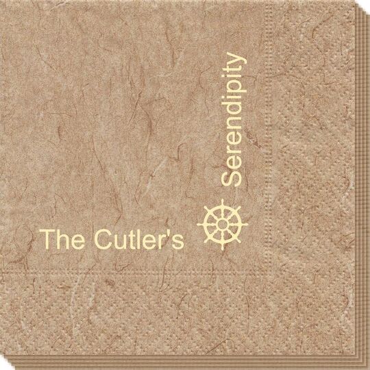 Corner Text with Nautical Wheel Design Bali Napkins