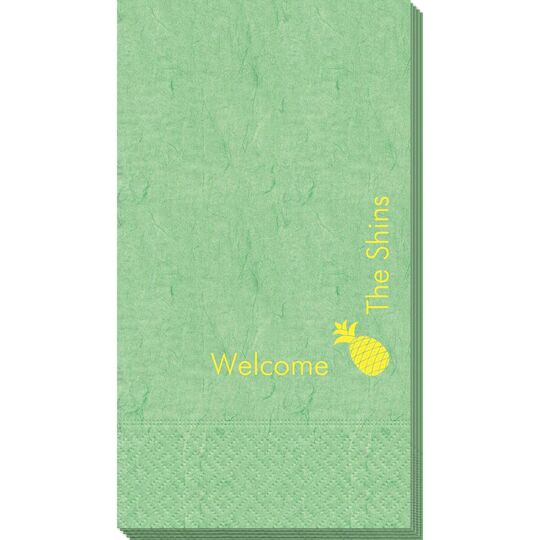 Corner Text with Pineapple Design Bali Guest Towels