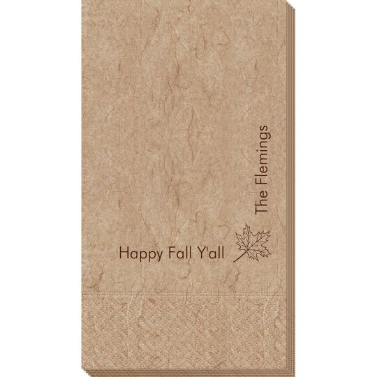 Corner Text with Autumn Leaf Design Bali Guest Towels