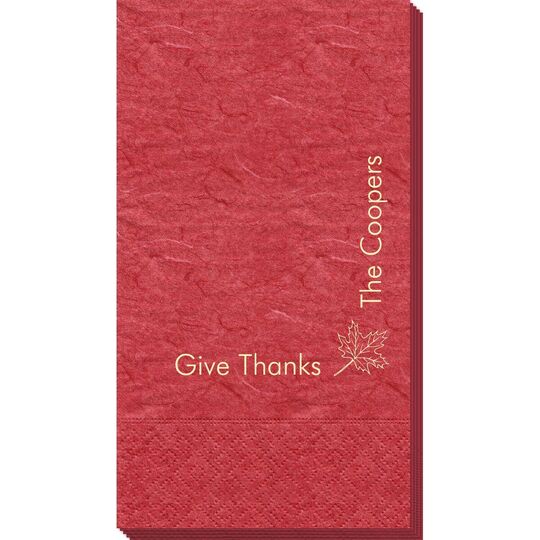 Corner Text with Autumn Leaf Design Bali Guest Towels