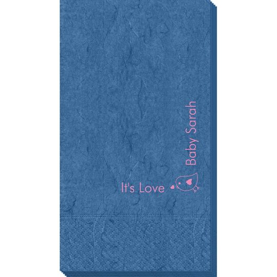 Corner Text with Baby Bird Design Bali Guest Towels