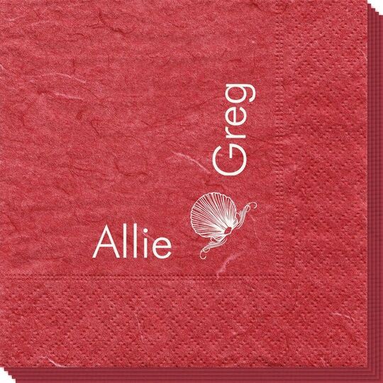 Corner Text with Shell Design Bali Napkins