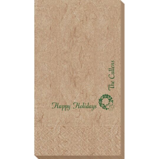 Corner Text with Traditional Wreath Design Bali Guest Towels