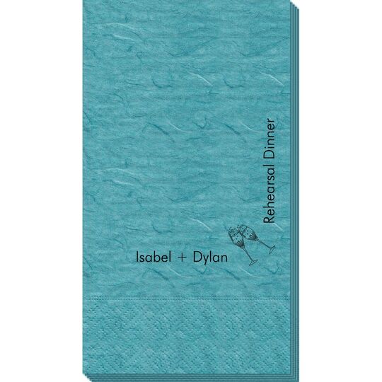 Corner Text with Champagne Glasses Design Bali Guest Towels