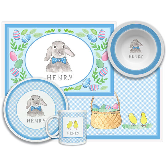 Blue Bunny 4 piece Dinnerware Set