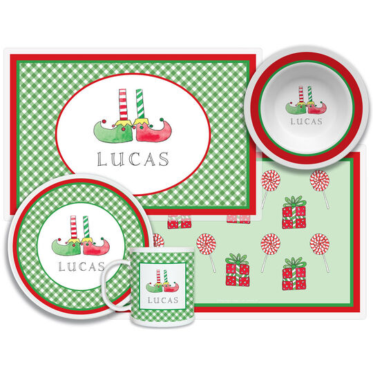 Christmas Elf 4 piece Dinnerware Set