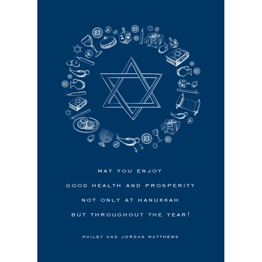 Symbols of Hanukkah Wreath Flat Cards