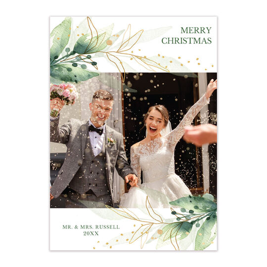 Golden Splendor Flat Holiday Photo Cards