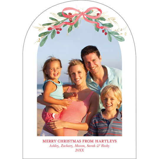 Ribbon Garland Arch Flat Holiday Photo Cards