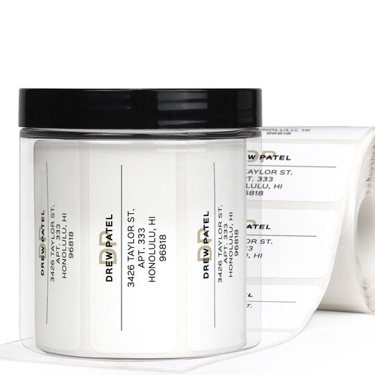 Simplicity Initials Rectangle Address Labels in a Jar