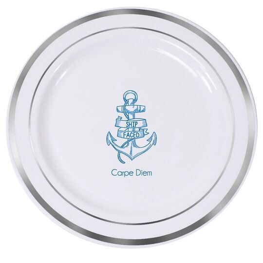 Ship Faced Premium Banded Plastic Plates