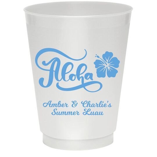 16 oz. Lime Green Personalized Luau Disposable Plastic Cups - 40