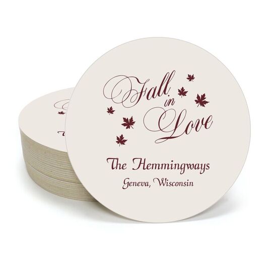 Elegant Fall In Love Round Coasters