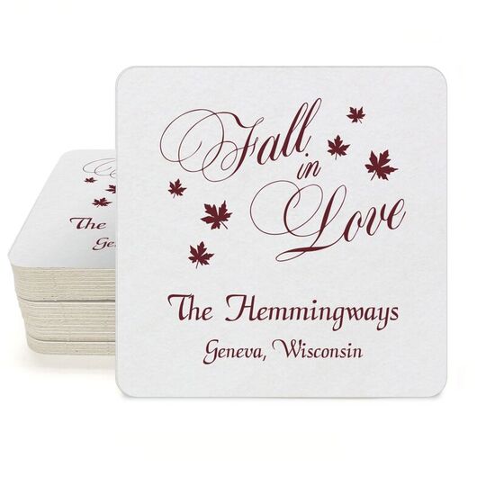 Elegant Fall In Love Square Coasters