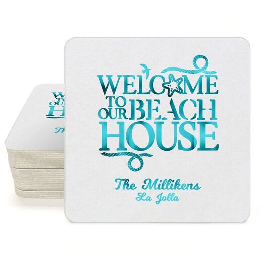 Beach House Square Coasters