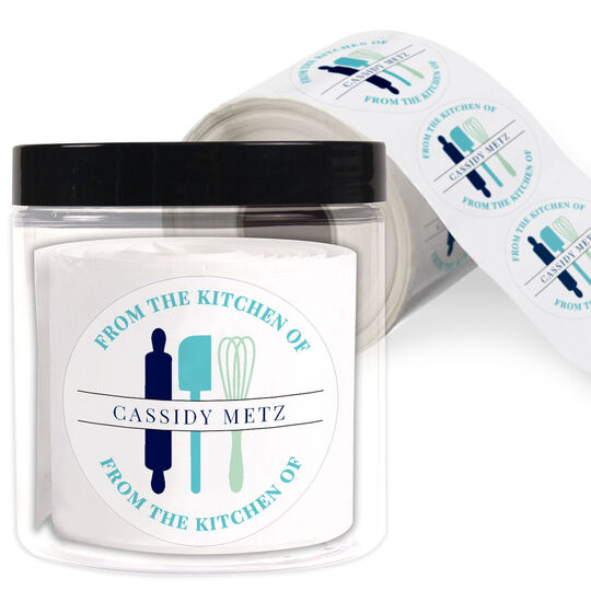 Baking Utensils Round Gift Stickers in a Jar