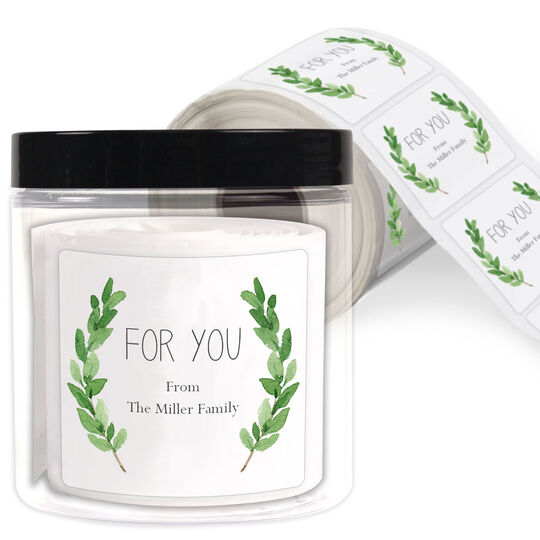 Two Sprigs Square Gift Stickers in a Jar