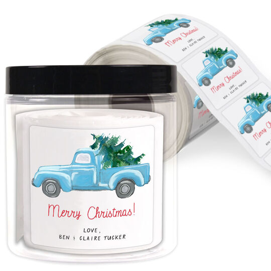 Truck Holiday Gift Stickers in a Jar